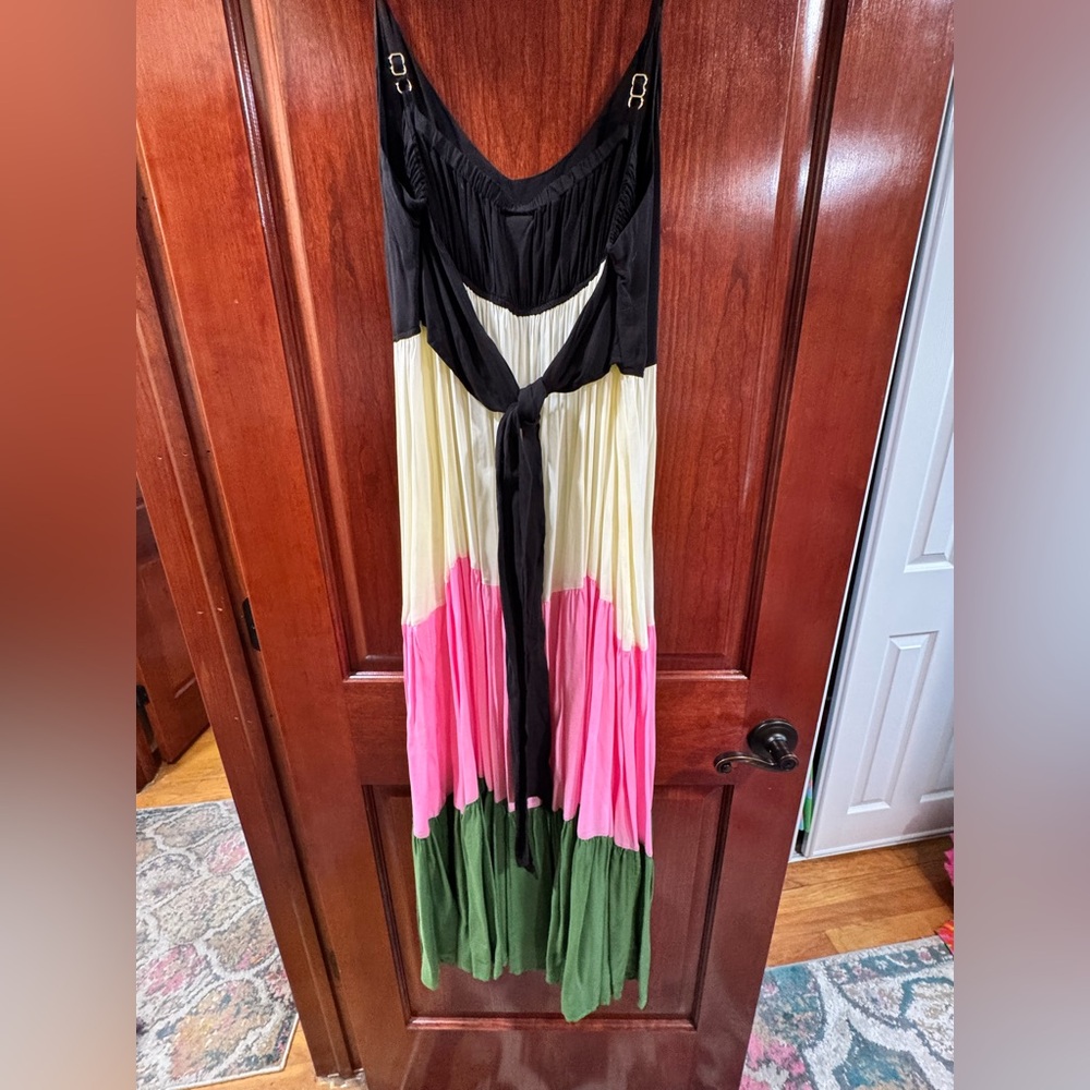 NEW Kate Spade Black Multicolor Tiered Cover Dress with Tie Waist - Picture 4 of 6